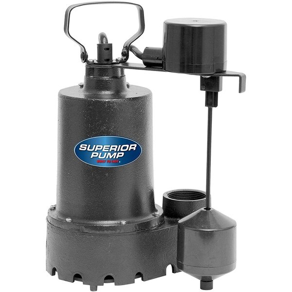 Superior Pump 92541 1/2 HP Cast Iron Sump Pump with Vertical Switch 92541